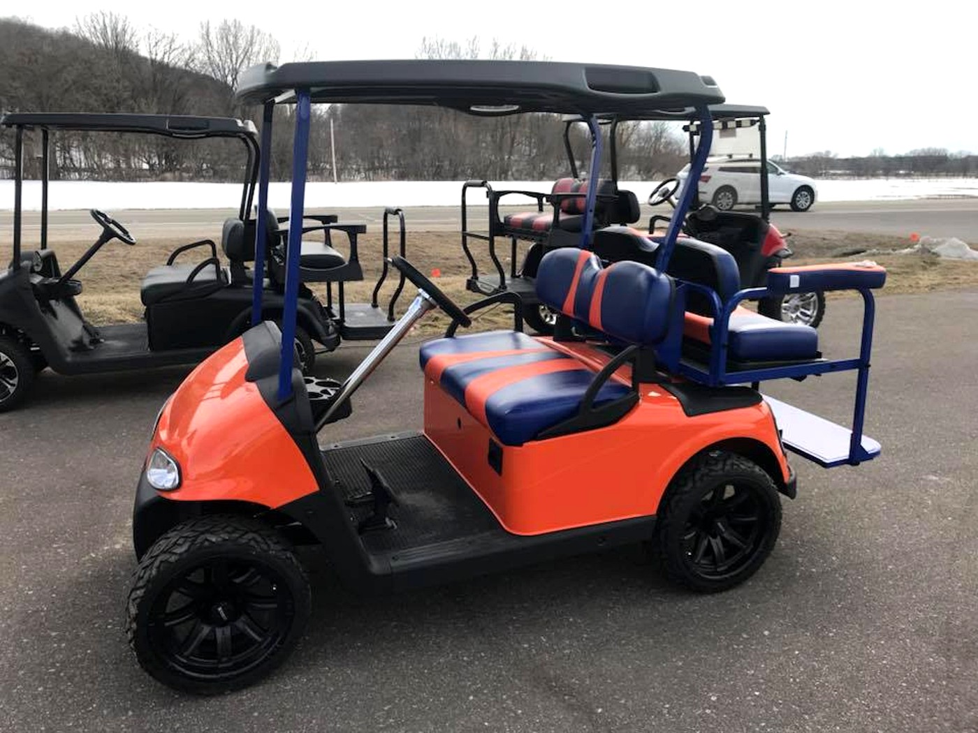 Orange golf cart